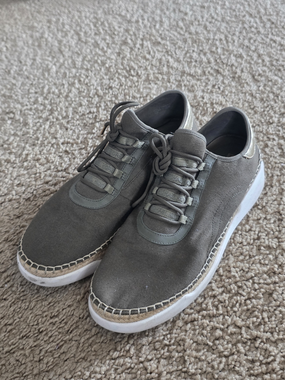 Michael Kors Khaki Green Textile Slip-on Sneakers In Size 11